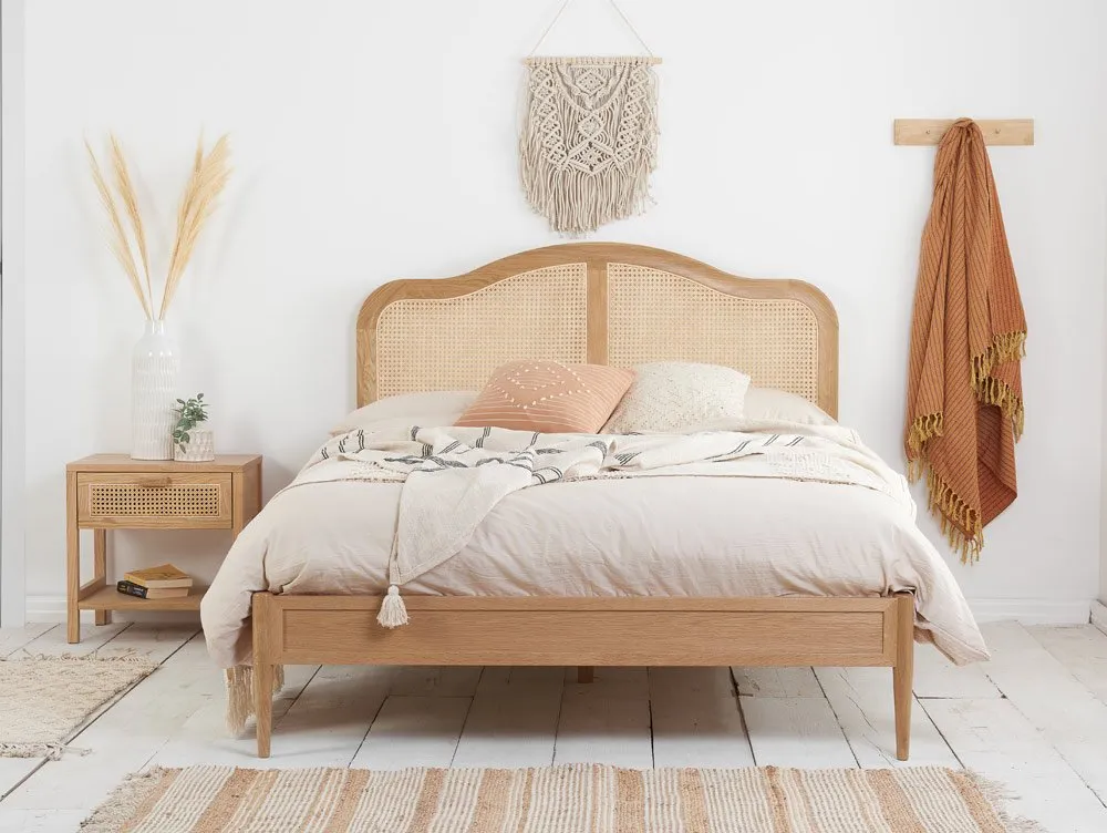 Birlea Furniture & Beds Birlea Leonie 4ft6 Double Rattan Oak Wooden Bed Frame