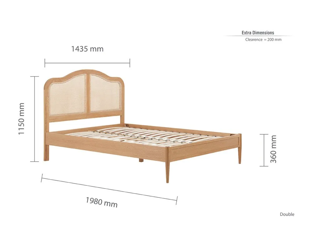 Birlea Furniture & Beds Birlea Leonie 4ft6 Double Rattan Oak Wooden Bed Frame