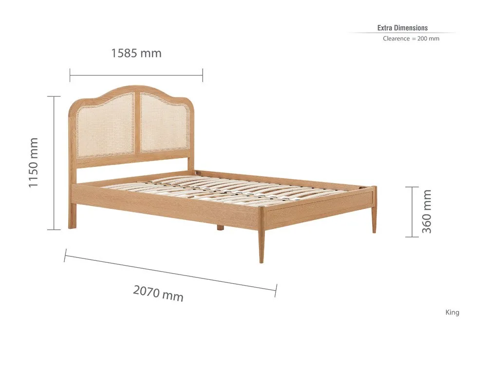 Birlea Furniture & Beds Birlea Leonie 5ft King Size Rattan Oak Wooden Bed Frame