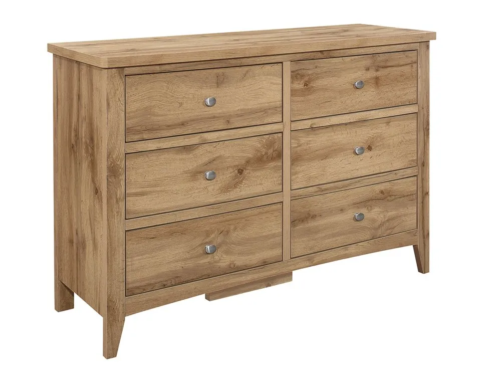 Birlea Furniture & Beds Birlea Hampstead Oak 3+3 Drawer Wide Chest of Drawers