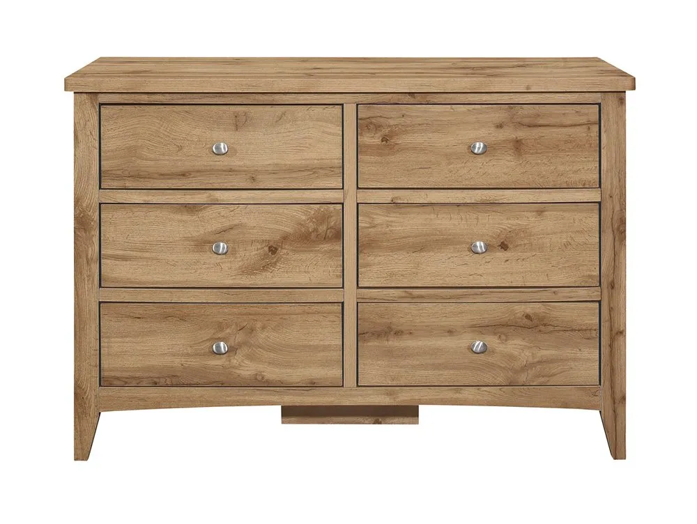 Birlea Furniture & Beds Birlea Hampstead Oak 3+3 Drawer Wide Chest of Drawers