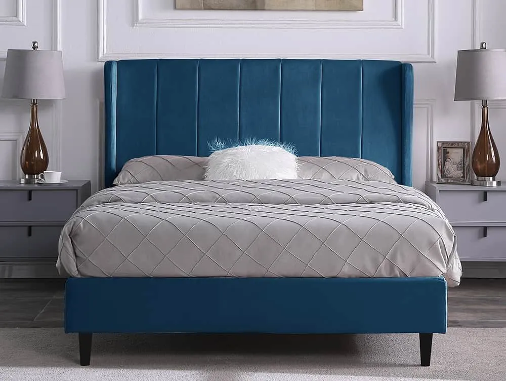 Seconique Seconique Amelia 5ft King Size Blue Fabric Bed Frame