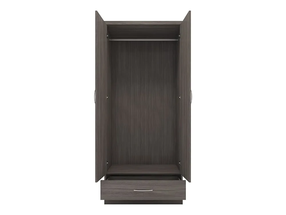 Seconique Seconique Nevada Black 2 Door 1 Drawer Mirrored Wardrobe