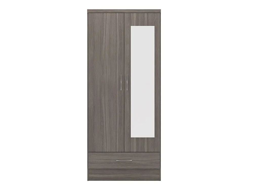 Seconique Seconique Nevada Black 2 Door 1 Drawer Mirrored Wardrobe