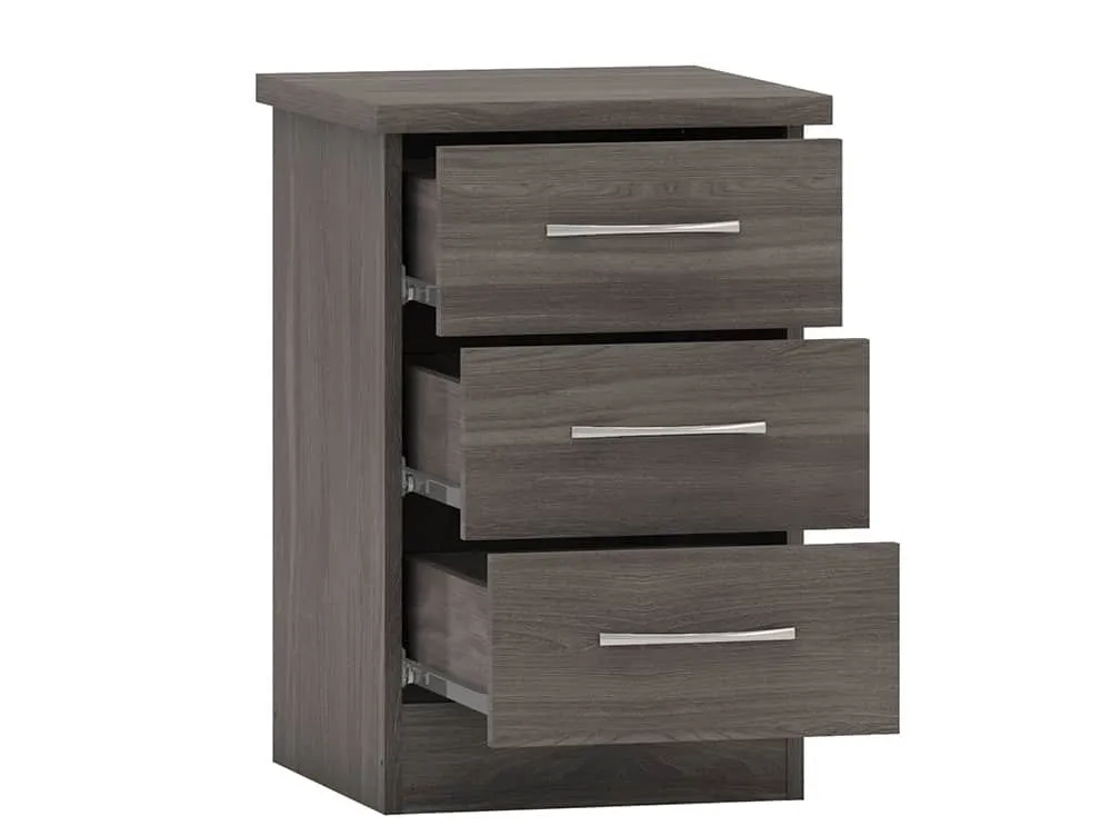 Seconique Seconique Nevada Black 3 Drawer Bedside Table