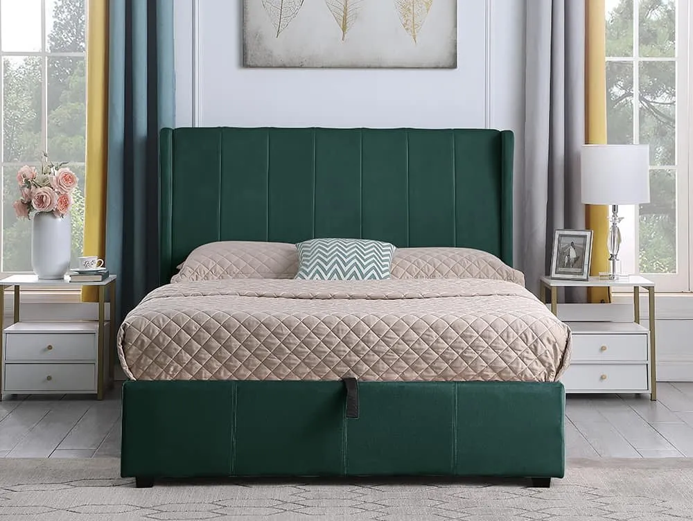 Seconique Seconique Amelia 4ft6 Double Green Fabric Ottoman Bed Frame