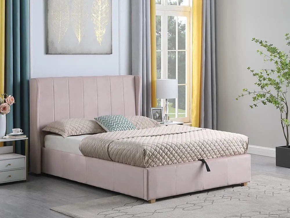 Seconique Seconique Amelia 5ft King Size Pink Fabric Ottoman Bed Frame