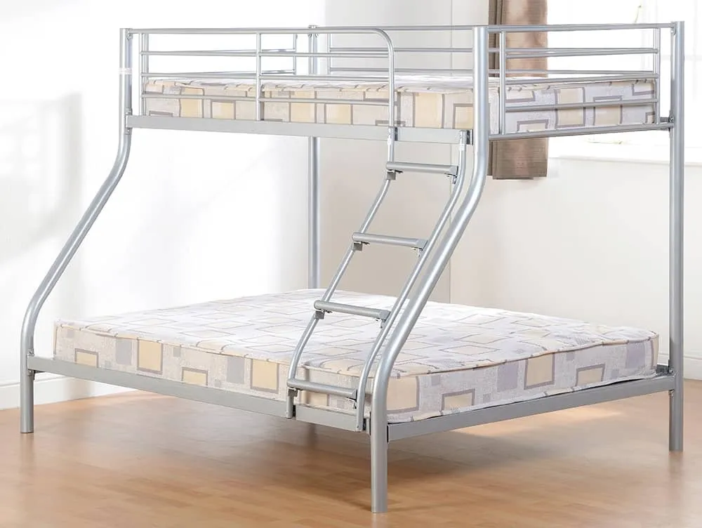 Seconique Seconique Tandi 3ft plus 4ft6 Silver Metal Triple Bunk Bed Frame