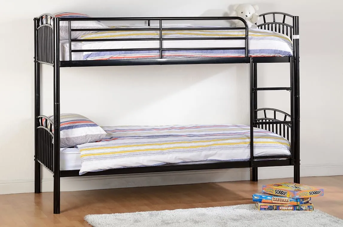 Seconique Seconique Ventura 3ft Black Metal Bunk Bed Frame