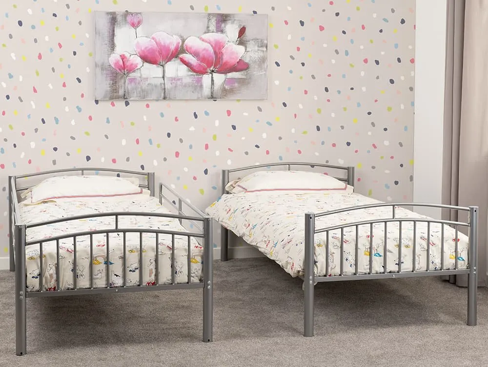 Seconique Seconique Ventura 3ft Silver Metal Bunk Bed Frame