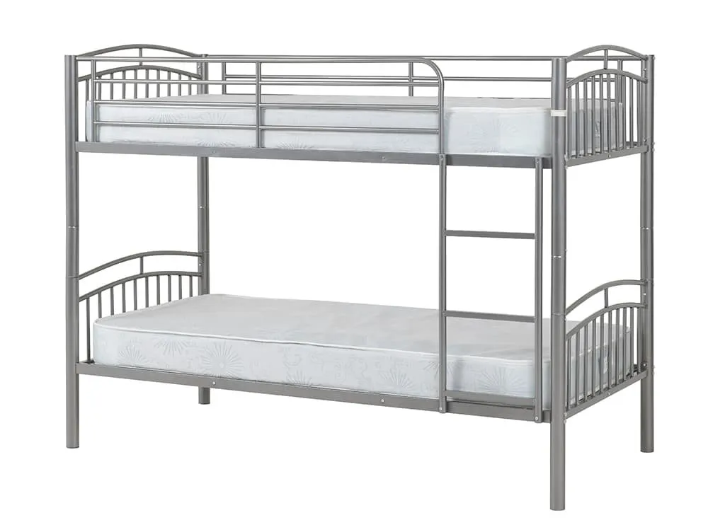 Seconique Seconique Ventura 3ft Silver Metal Bunk Bed Frame