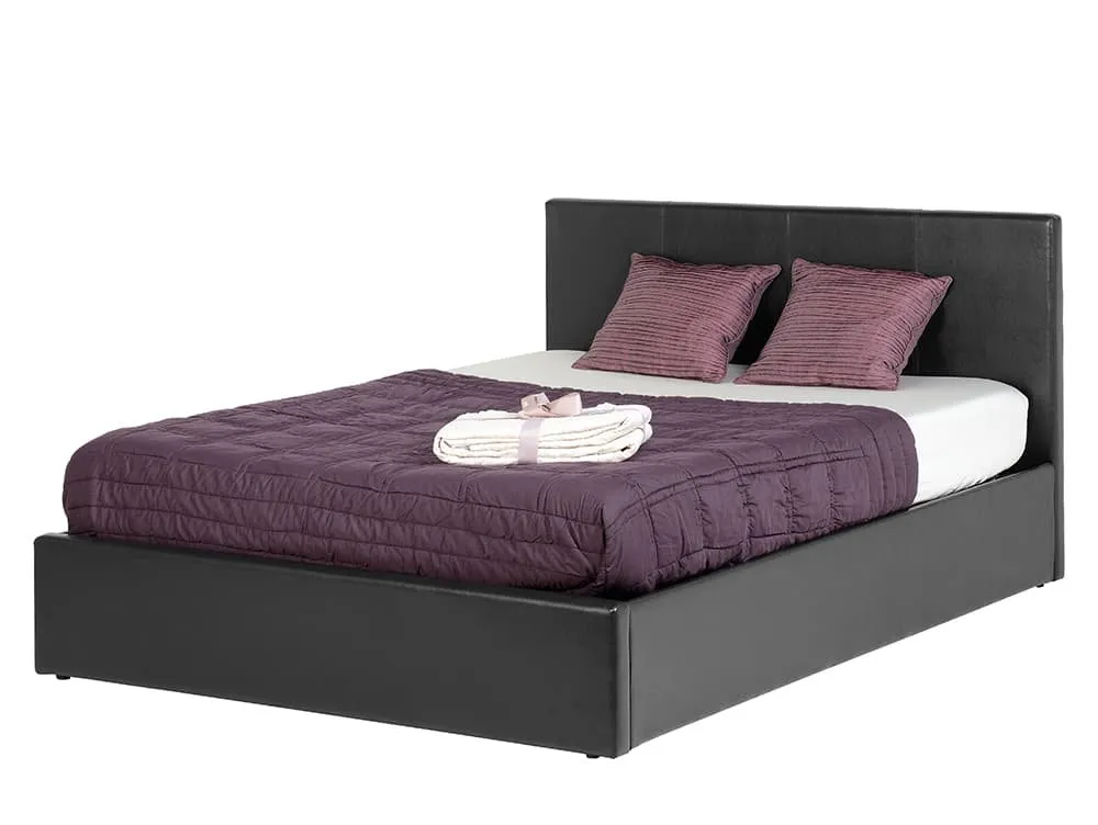 Seconique Seconique Waverley 4ft Small Double Black Faux Leather Ottoman Bed Frame