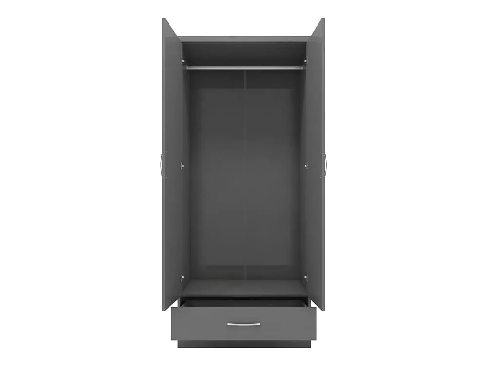 Seconique Seconique Nevada Matt Grey 2 Door 1 Drawer Double Wardrobe