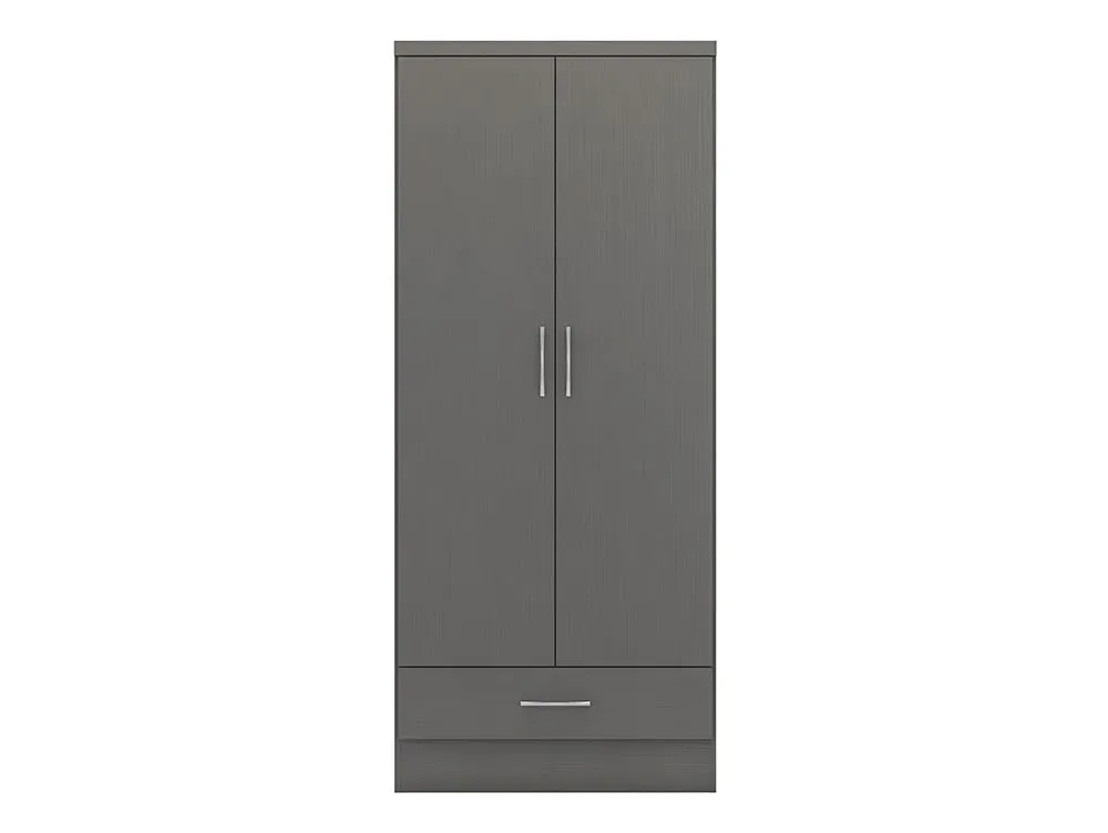 Seconique Seconique Nevada Matt Grey 2 Door 1 Drawer Double Wardrobe