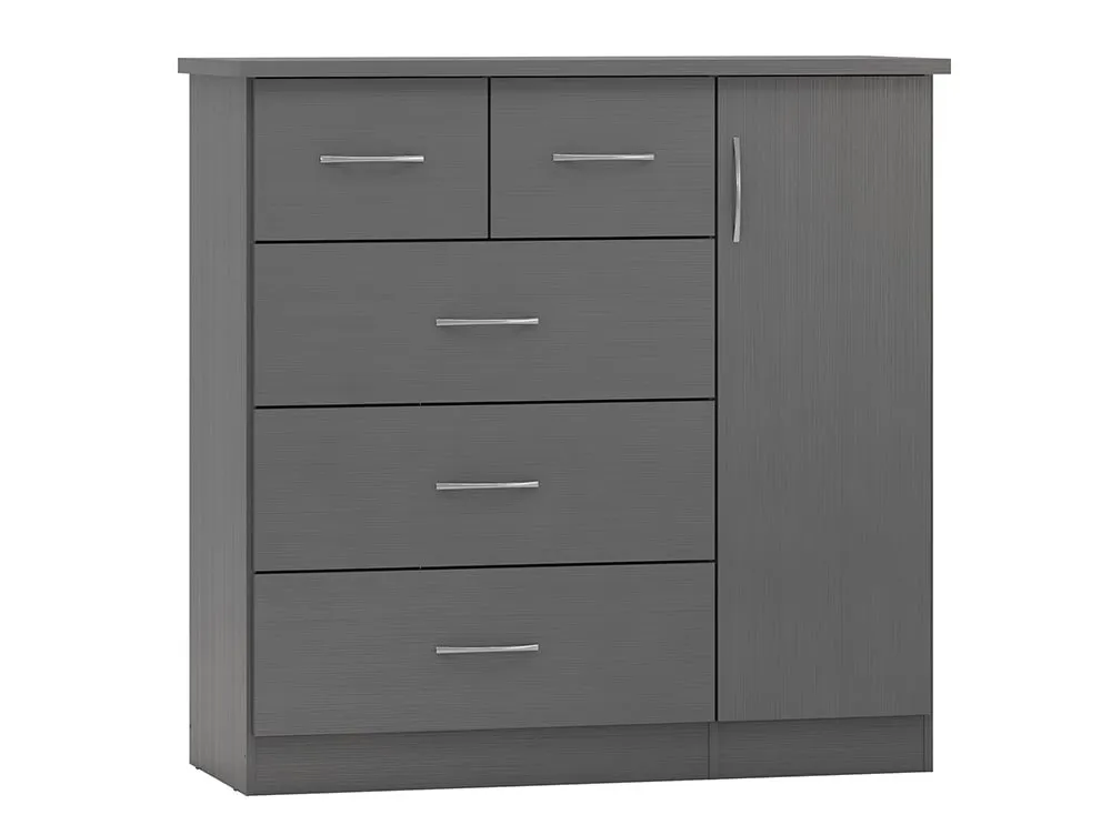 Seconique Seconique Nevada Matt Grey 1 Door 5 Drawer Chest of Drawers