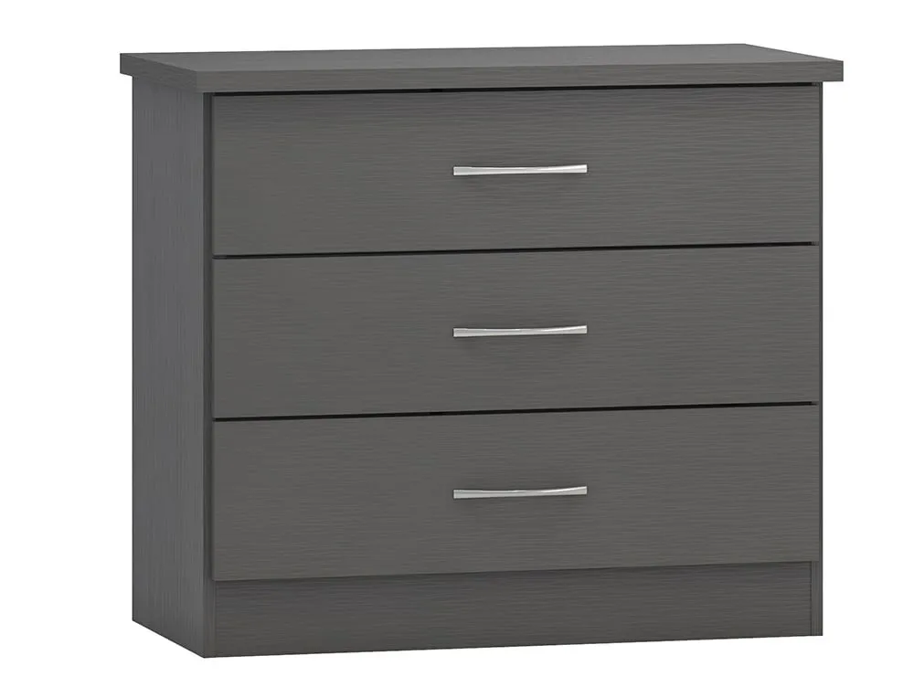 Seconique Seconique Nevada Matt Grey 3 Drawer Low Chest of Drawers