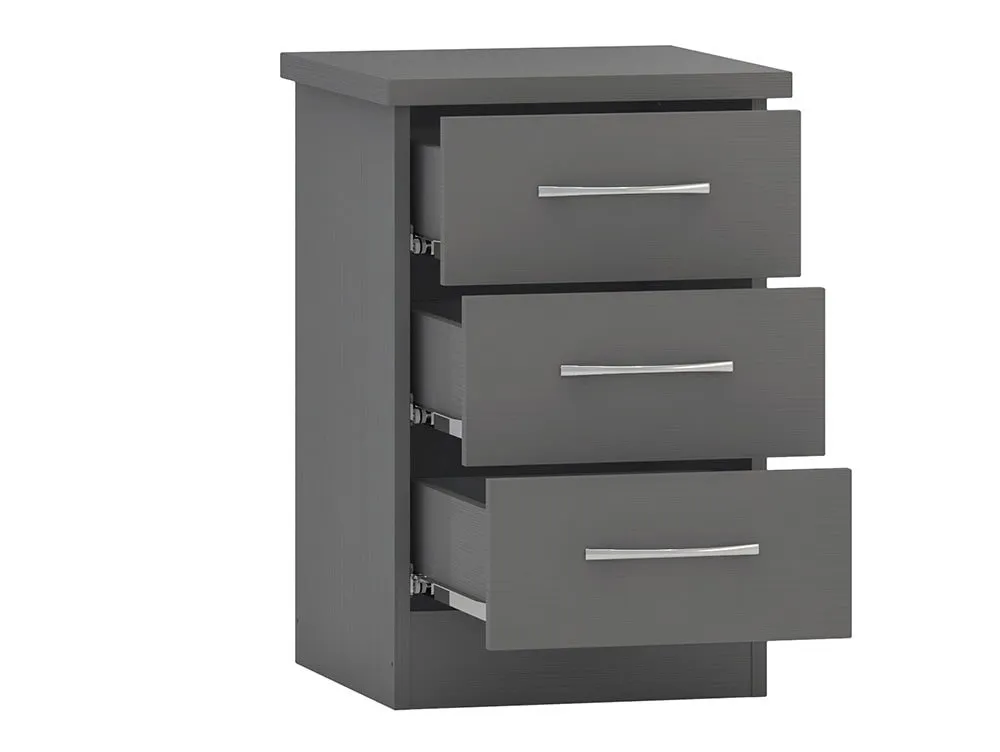 Seconique Seconique Nevada Matt Grey 3 Drawer Bedside Table