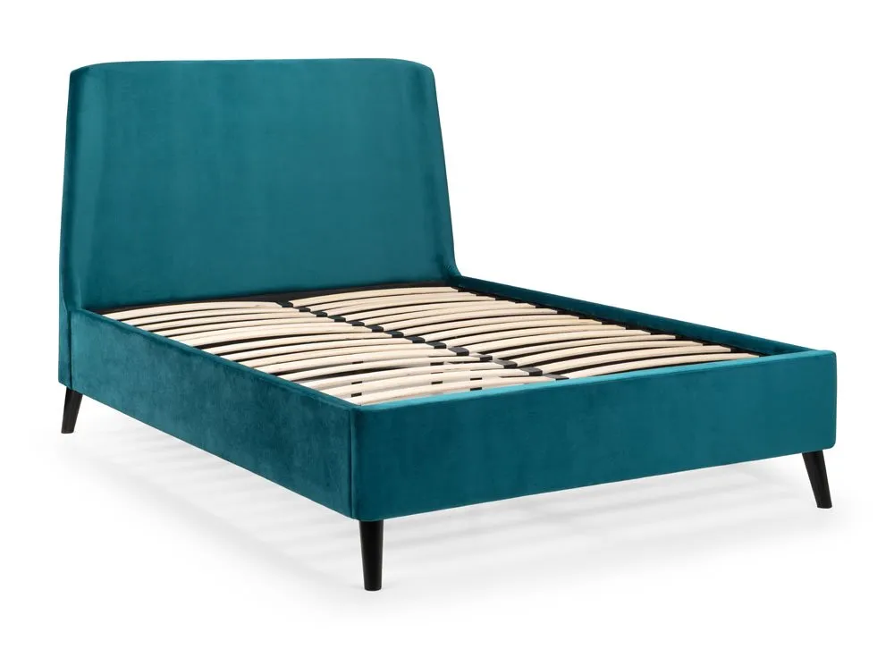 Julian Bowen Julian Bowen Frida 4ft6 Double Teal Velvet Fabric Bed Frame