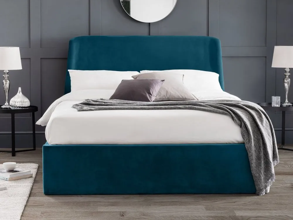 Julian Bowen Julian Bowen Frida 4ft6 Double Teal Velvet Fabric Ottoman Bed Frame