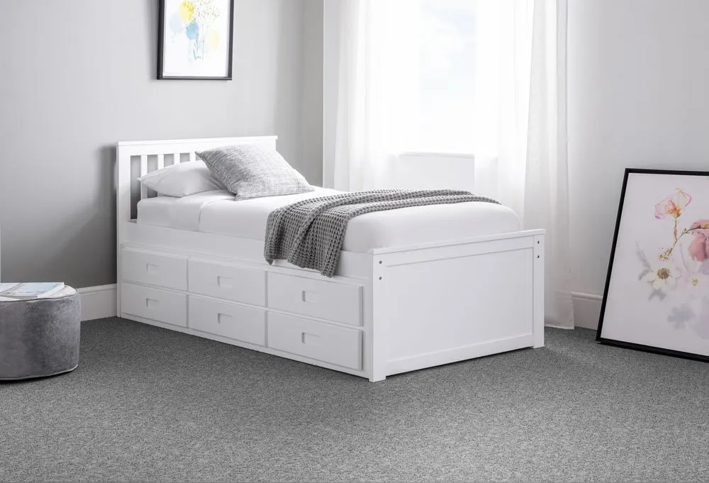 Julian Bowen Julian Bowen Maisie 3ft Single Surf White Wooden Guest Bed