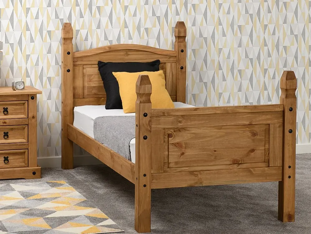 Seconique Seconique Corona 3ft Single Wax Pine Wooden Bed Frame (High Footend)