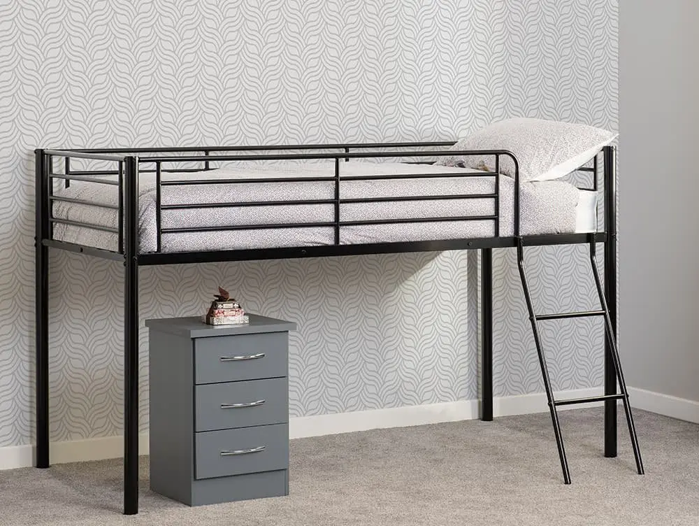 Seconique Seconique Kora 3ft Single Black Metal Mid Sleeper Bed Frame