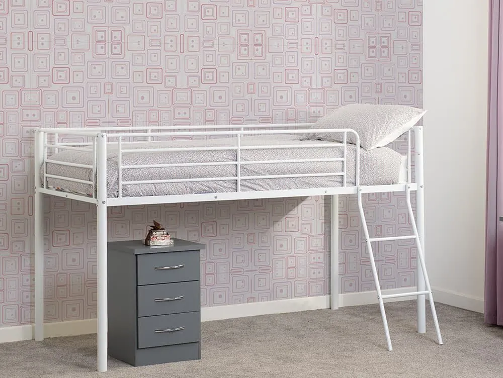 Seconique Seconique Kora 3ft Single White Metal Mid Sleeper Bed Frame