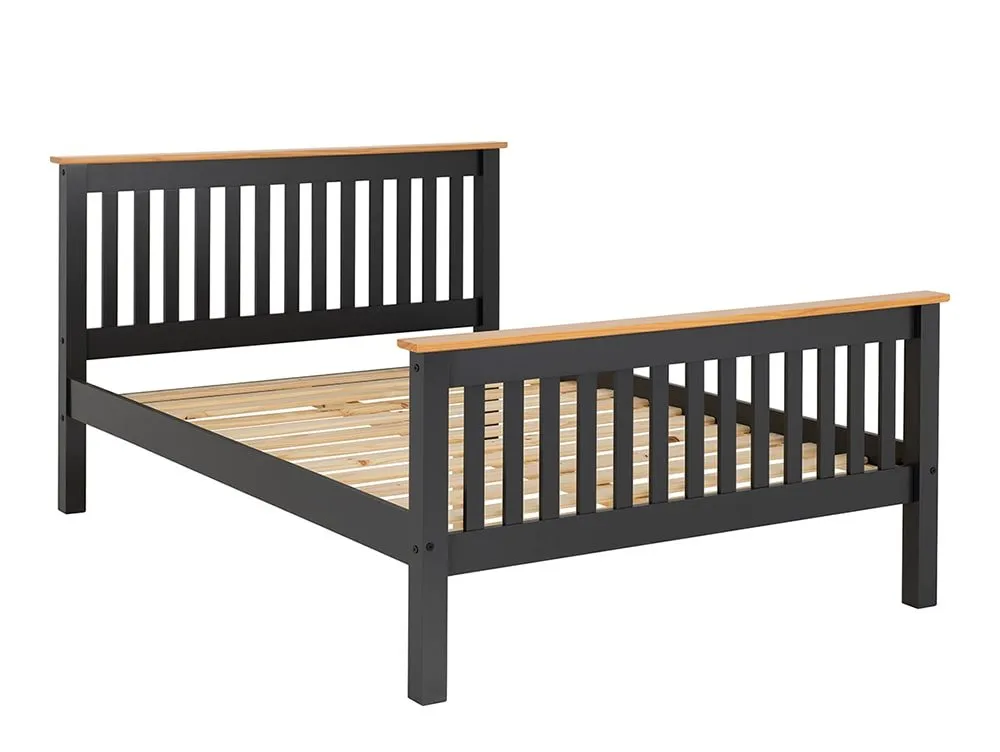 Seconique Seconique Monaco 4ft6 Double Grey and Oak Wooden Bed Frame (High Footend)