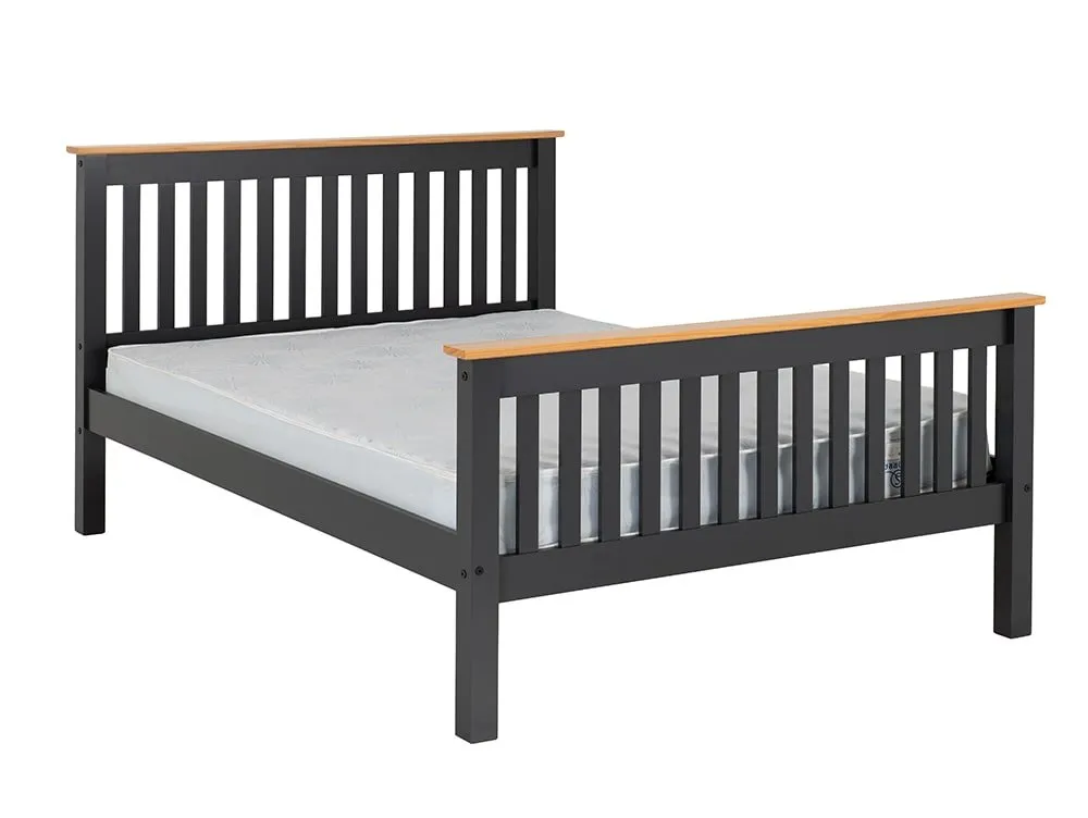 Seconique Seconique Monaco 4ft6 Double Grey and Oak Wooden Bed Frame (High Footend)