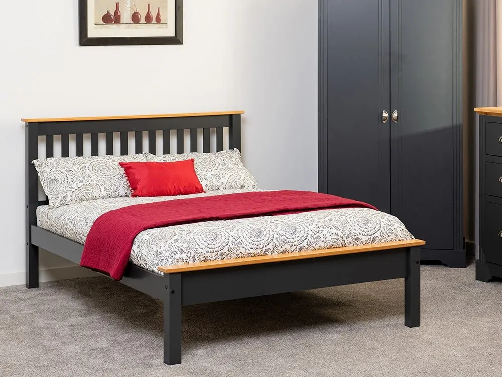 Seconique Seconique Monaco 5ft King Size Grey and Oak Wooden Bed Frame (Low Footend)