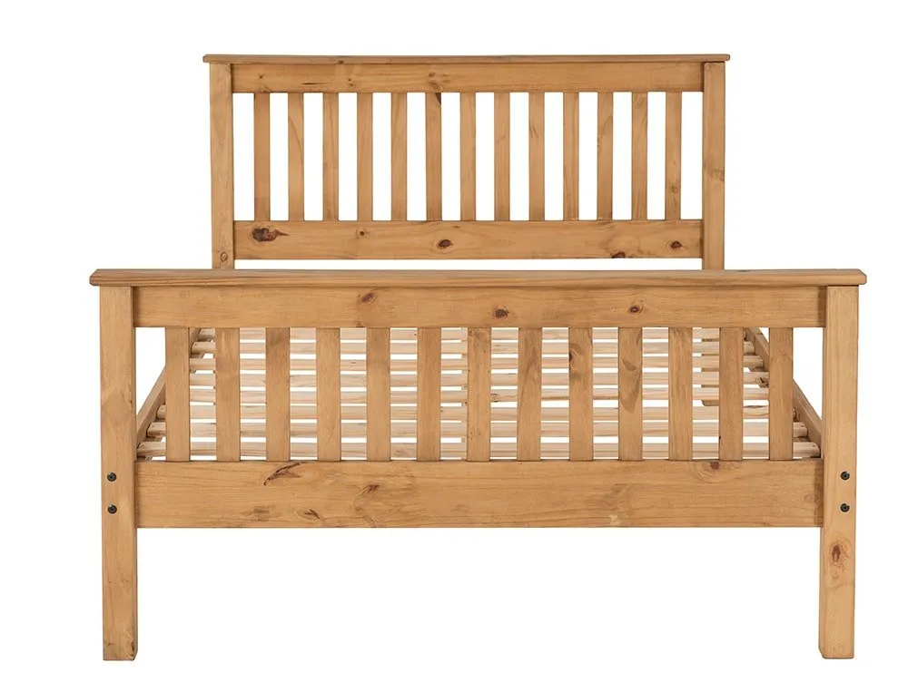 Seconique Seconique Monaco 4ft6 Double Wax Pine Wooden Bed Frame (High Footened)