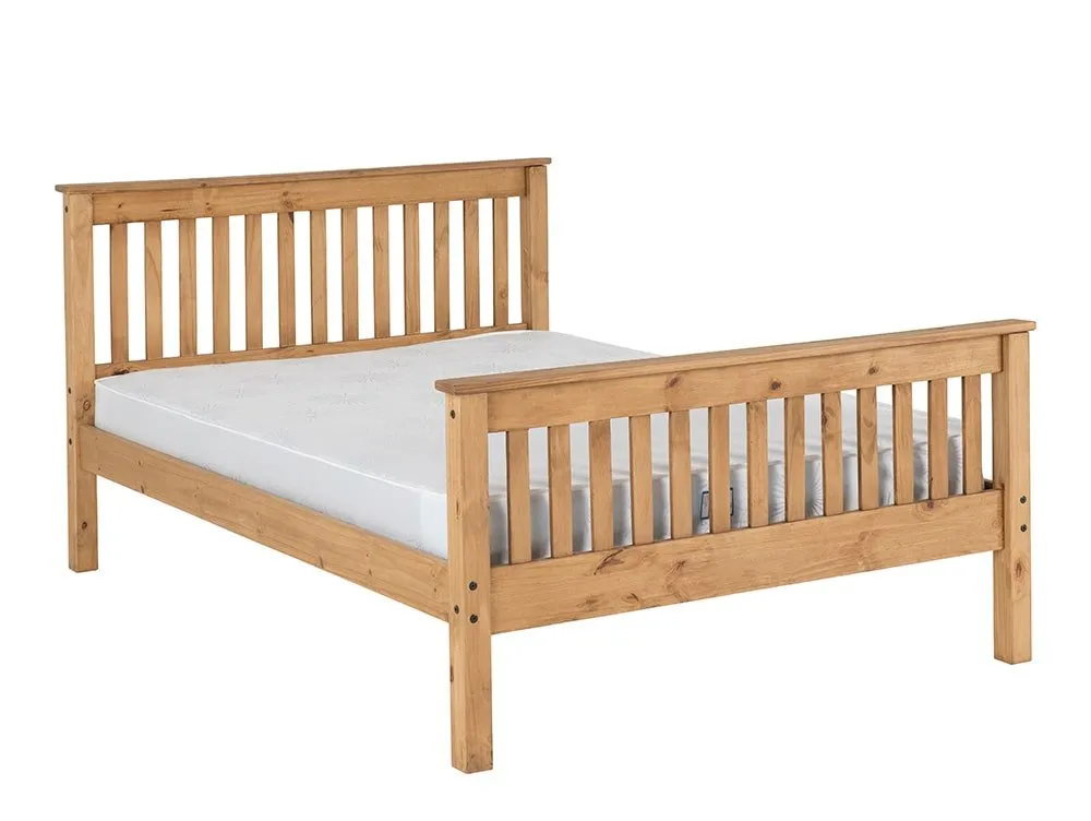 Seconique Seconique Monaco 5ft King Size Wax Pine Wooden Bed Frame (High Footened)