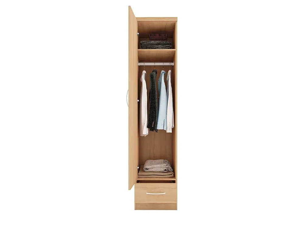 Seconique Seconique Nevada Sonoma Oak 1 Door 1 Drawer Single Wardrobe