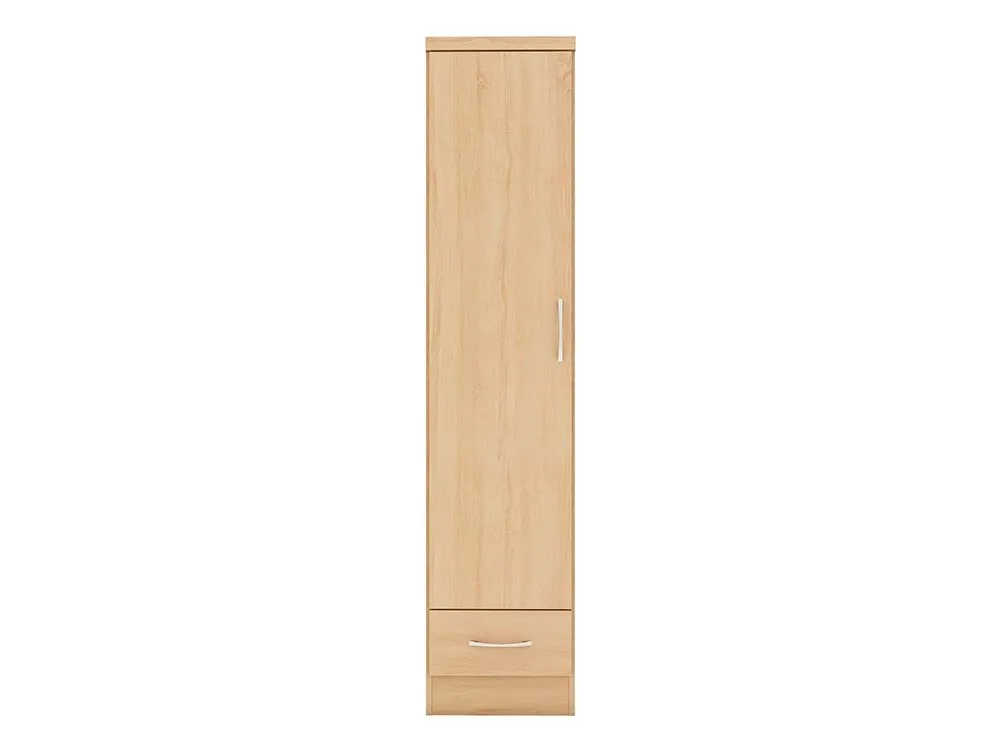 Seconique Seconique Nevada Sonoma Oak 1 Door 1 Drawer Single Wardrobe