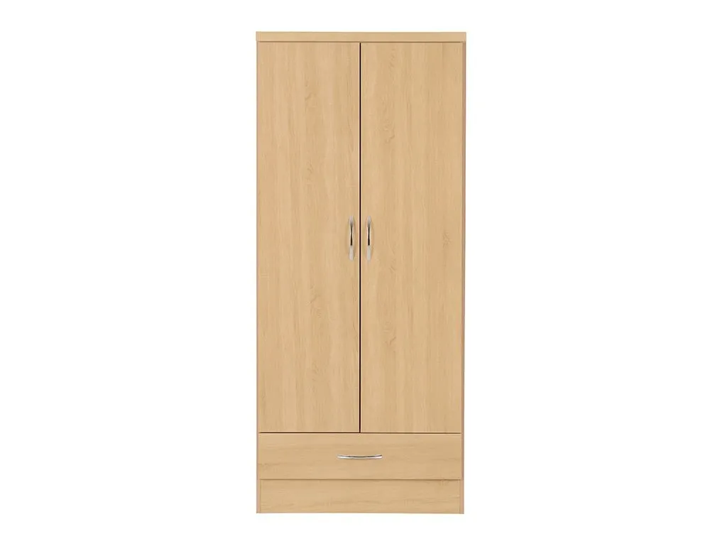 Seconique Seconique Nevada Sonoma Oak 2 Door 1 Drawer Double Wardrobe