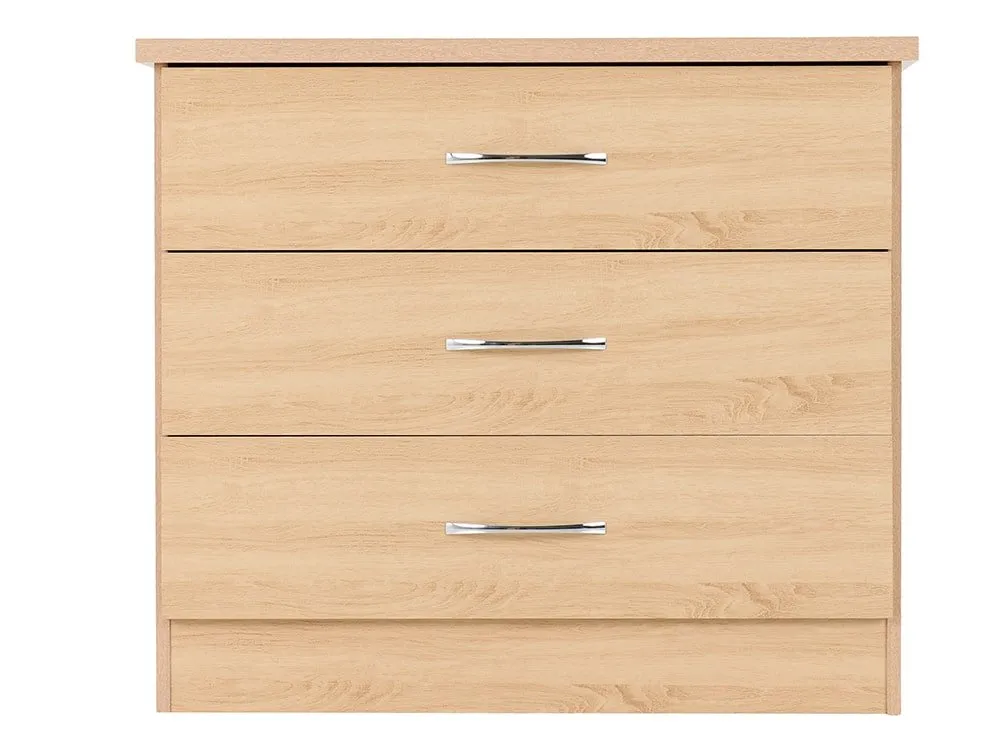 Seconique Seconique Nevada Sonoma Oak 3 Drawer Chest of Drawers