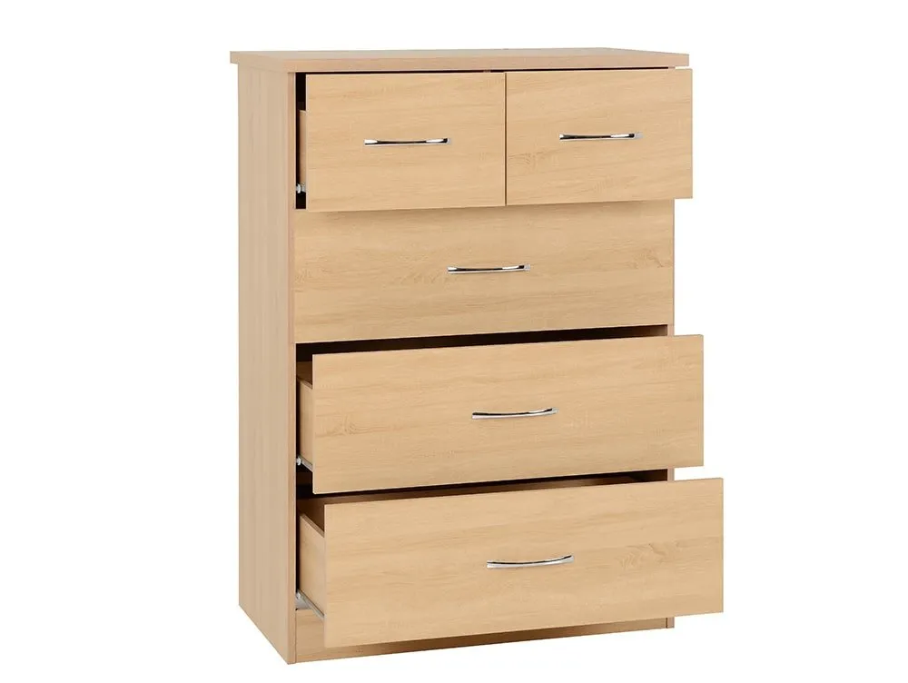 Seconique Seconique Nevada Sonoma Oak 3+2 Drawer Chest of Drawers