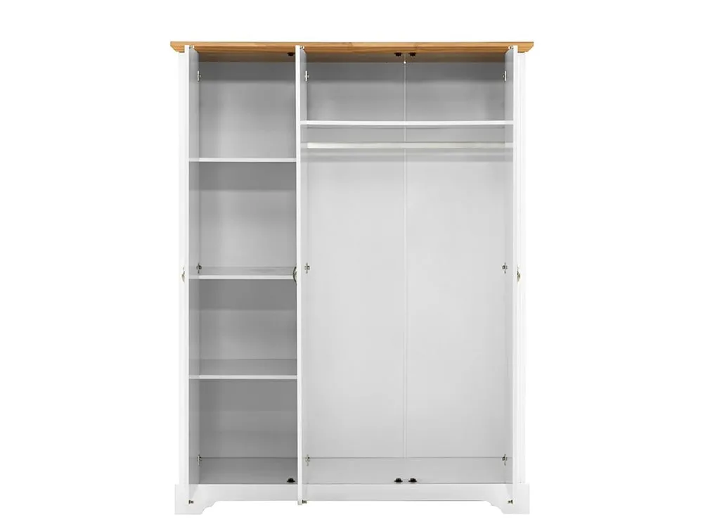 Seconique Seconique Toledo White and Oak 3 Door Triple Wardrobe