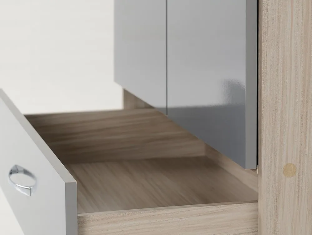 Seconique Seconique Nevada Grey Gloss and Oak 2 Door 1 Drawer Wardrobe