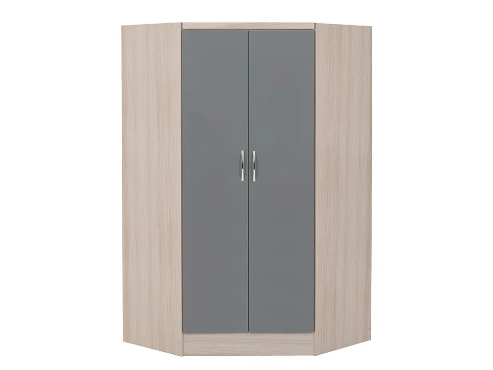 Seconique Seconique Nevada Grey Gloss and Oak 2 Door Corner Wardrobe