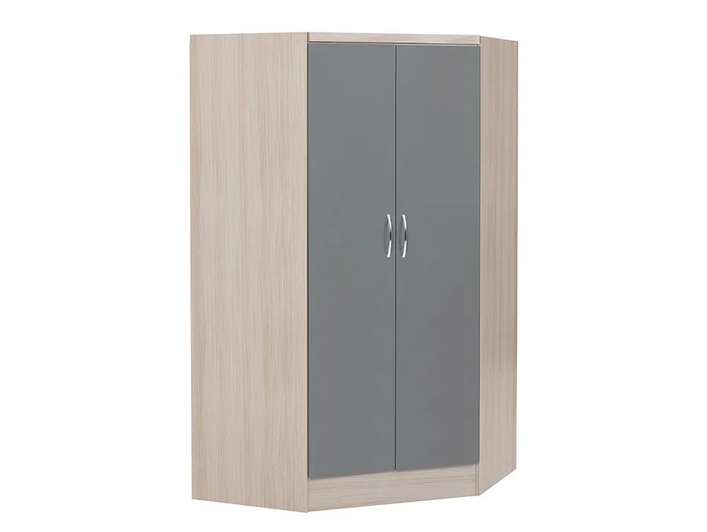 Seconique Seconique Nevada Grey Gloss and Oak 2 Door Corner Wardrobe