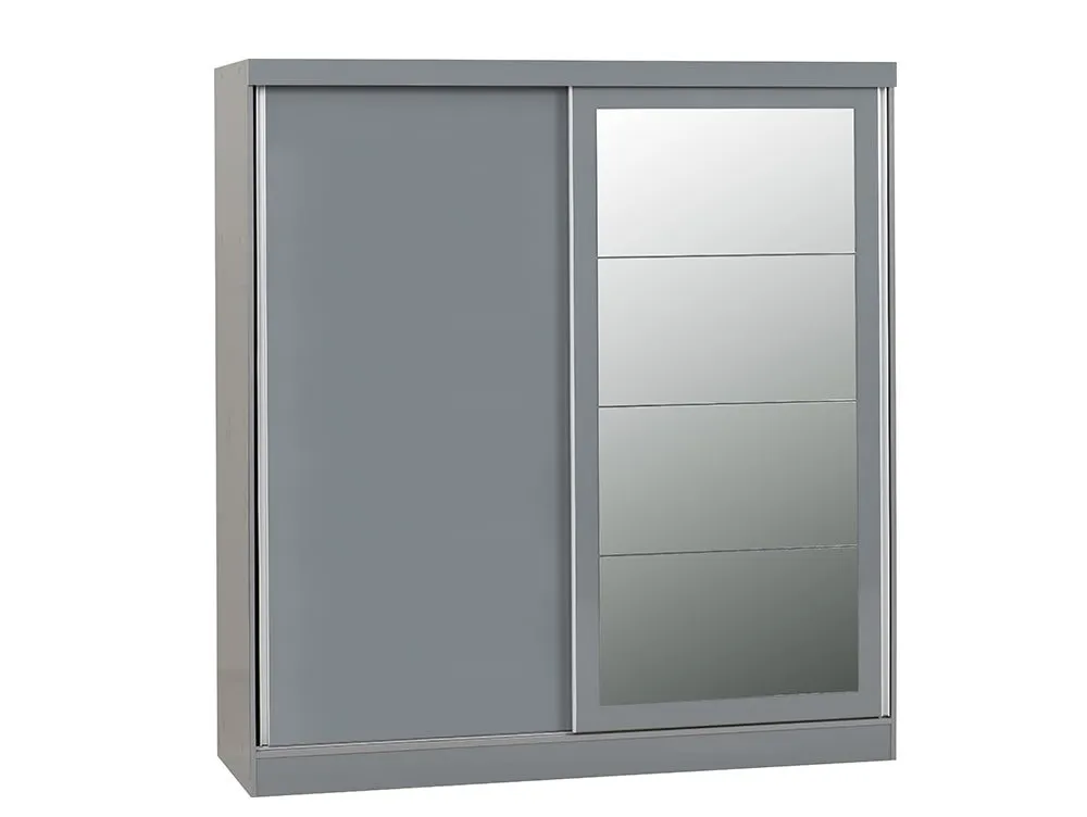 Seconique Seconique Nevada Grey High Gloss Sliding Mirrored Wardrobe