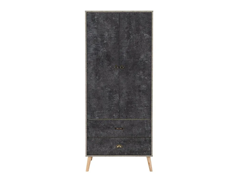 Seconique Seconique Nordic Concrete Effect 2 Door 2 Drawer Wardrobe