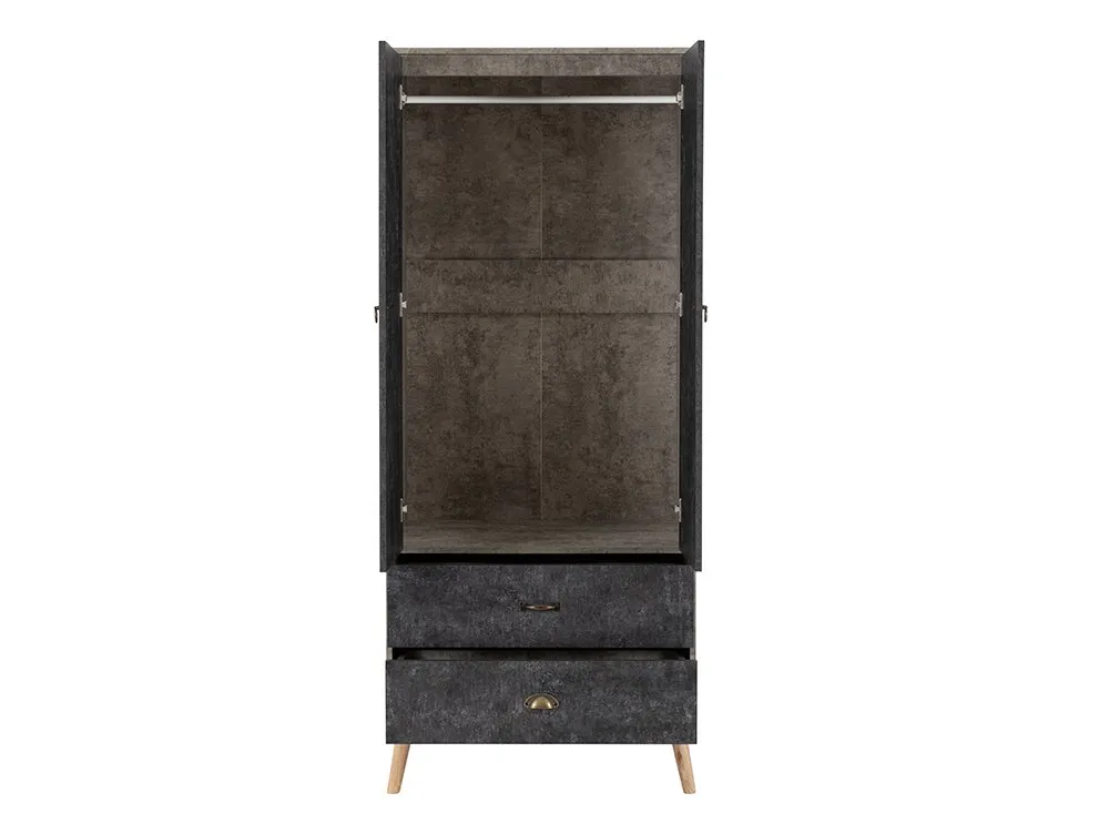 Seconique Seconique Nordic Concrete Effect 2 Door 2 Drawer Wardrobe