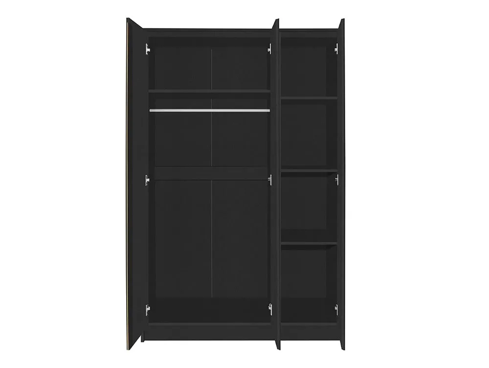 Seconique Seconique Malvern Black 3 Door Triple Wardrobe