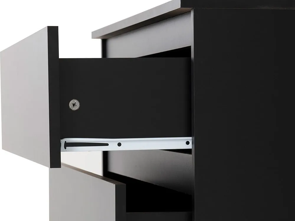 Seconique Seconique Malvern Black 3 Drawer Low Chest of Drawers