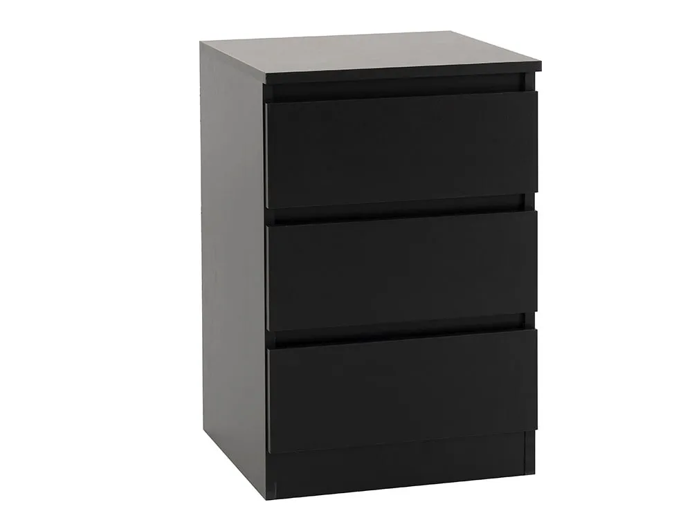 Seconique Seconique Malvern Black Pair of 3 Drawer Bedside Cabinets