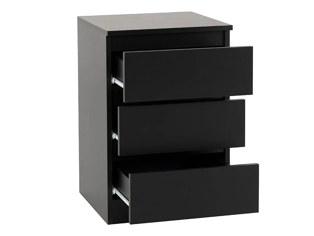 Seconique Seconique Malvern Black Pair of 3 Drawer Bedside Cabinets