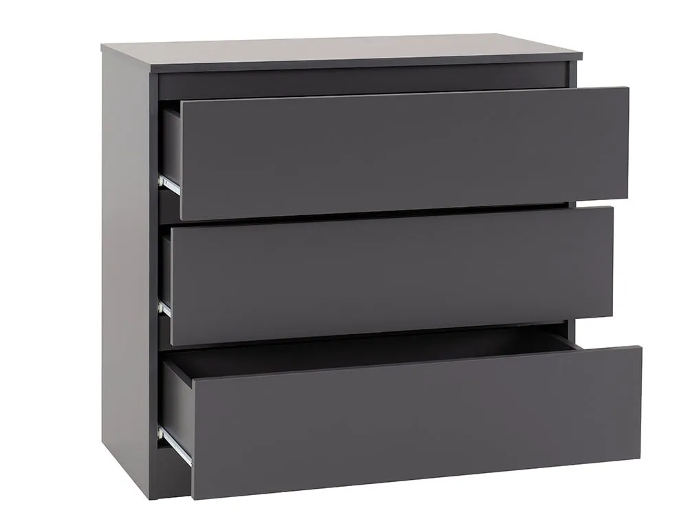 Seconique Seconique Malvern Grey 3 Drawer Low Chest of Drawers