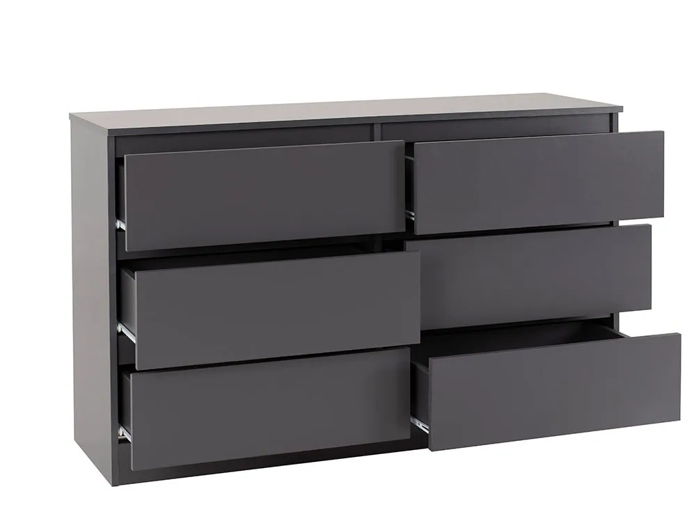 Seconique Seconique Malvern Grey 3+3 Drawer Chest of Drawers